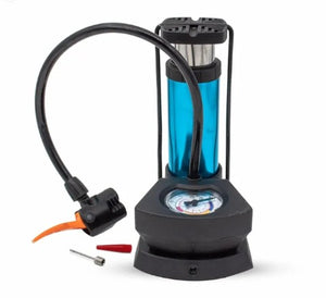 Foot and hand air pump with pressure gauge and nozzle accessories