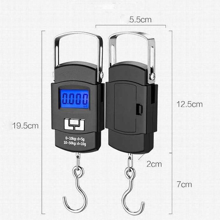 Digital hanging luggage scale dimensions - 19.5cm x 12.5cm x 5.5cm